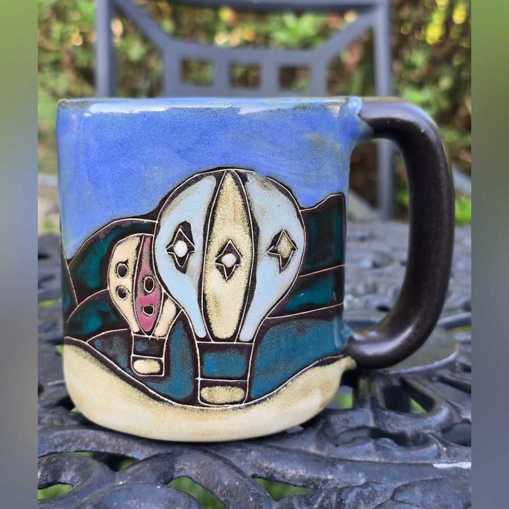 Handmade Mexico Heavy Mug Hot Air Balloon